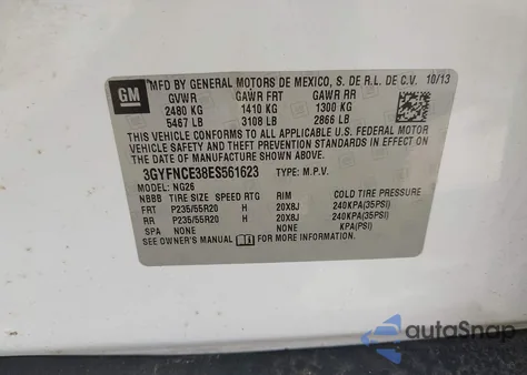 2014 Cadillac Srx Performance Collection from USA, damaged, VIN 3GYFNCE38ES561623